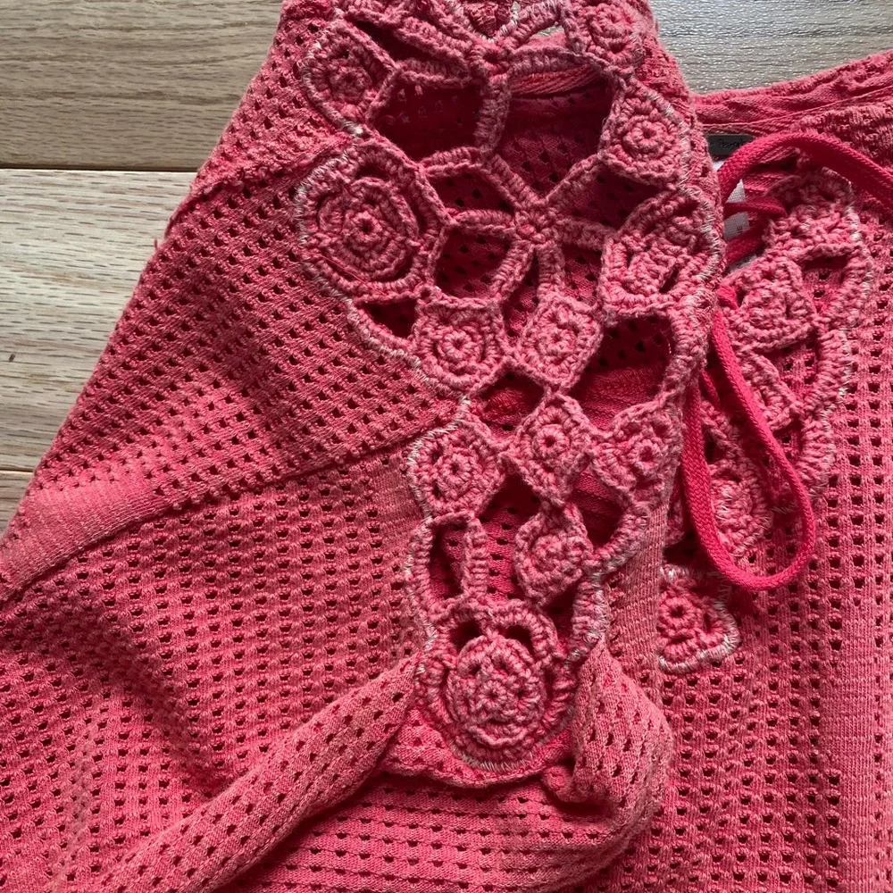 Free People Crochet Knit Short Sleeve Shirt - Picture 6 of 8